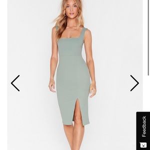 Nasty Gal green midi dress with slit